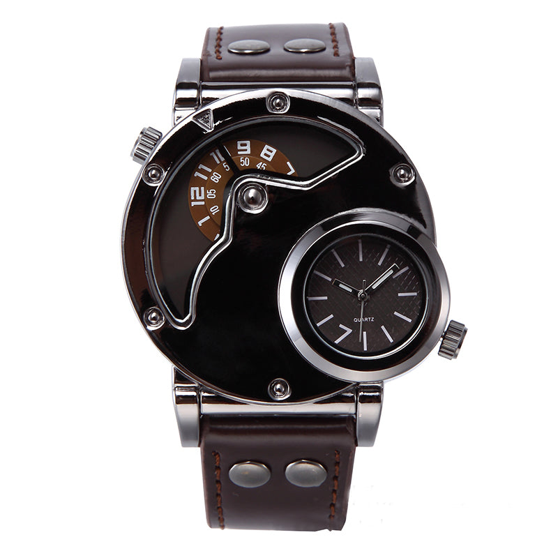 Men’s Quartz Leather Watch with Alloy Case