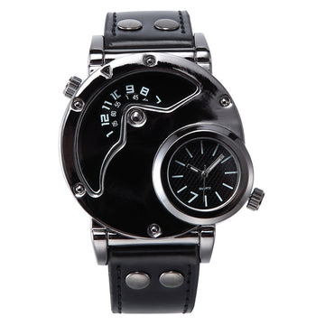 Men’s Quartz Leather Watch with Alloy Case